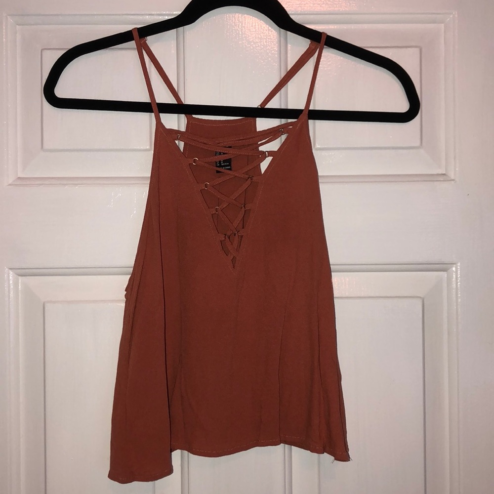 Forever 21 Lace Up Crop Top Medium
